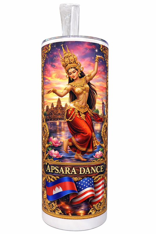 Khmer-USA Heritage Tumbler β Angkor Wat Patriotic 20oz Stainless Steel Cup