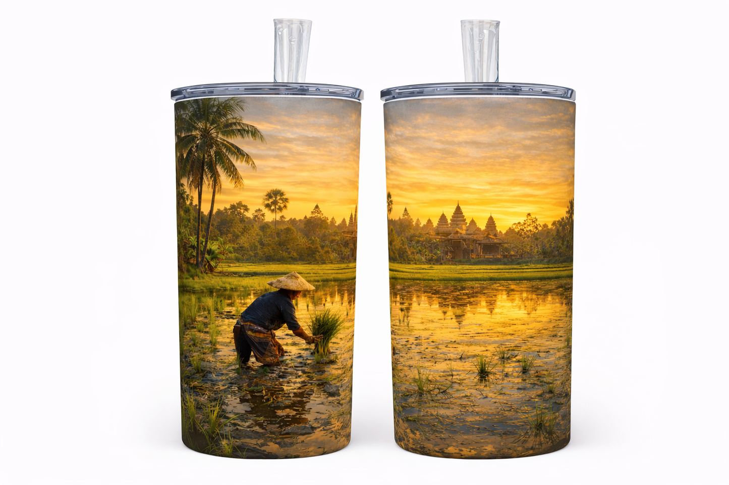 Khmer-USA Heritage Tumbler β Angkor Wat Patriotic 20oz Stainless Steel Cup