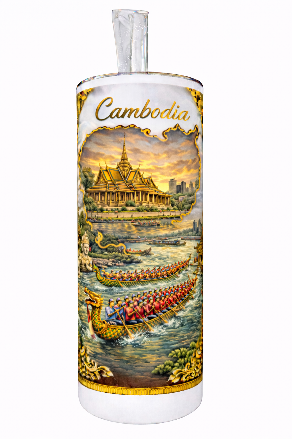 Khmer-USA Heritage Tumbler – Angkor Wat Patriotic 20oz Stainless Steel Cup