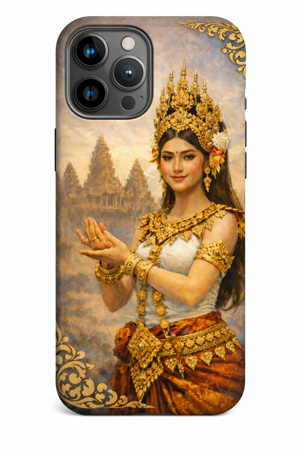 Golden Apsara Khmer Phone Case – Premium Cultural Design